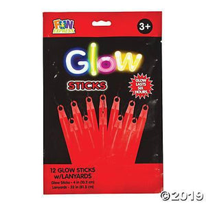 Glow Stick 12Ct 4" lanyards Red - tmyers.com