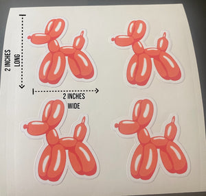 Small Balloon Dog Sticker 4 ct Red