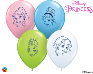 5" Round Qualatex Disney Princess Faces Assortment-100 Count