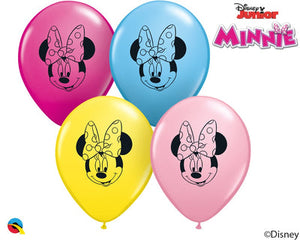 5" Round Qualatex Minnie Mouse Face Assortment-100 Count