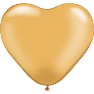 6" Qualatex Heart Metallic Gold-100 Count - tmyers.com