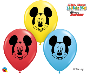 5" Round Qualatex Mickey Mouse Face Assortment-100 Count - tmyers.com