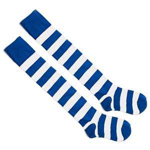  Striped To Toe Knee Hi Socks - Royal Blue/White, Clown Accessories, T. Myers, tmyers.com - T. Myers Magic Inc.