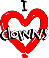  I Love Clowns Sticker, Stickers, ClownSupplies.com, tmyers.com - T. Myers Magic Inc.