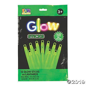 Glow Stick 12Ct 4" lanyards Green - tmyers.com
