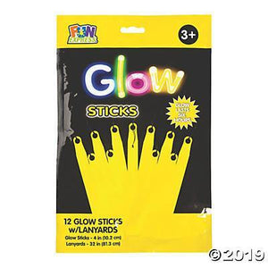 Glow Stick 12Ct 4" lanyards Yellow - tmyers.com